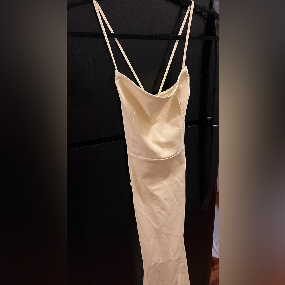 Good American Yellow midi dress, lace up back